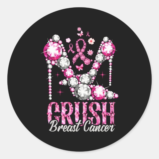 Sticker Rond Brosse K Ruban de sensibilisation au cancer du sei (Devant)