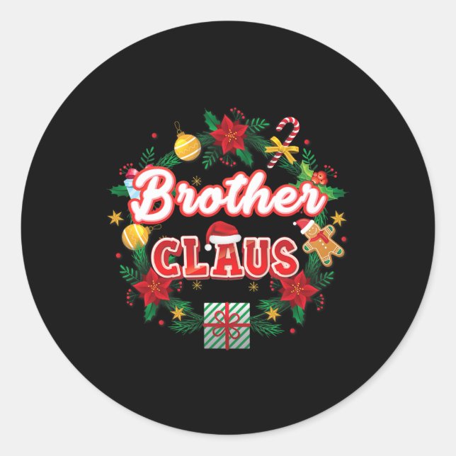 Sticker Rond Brother Claus Christmas Père Noël Laurel Wreath Mi (Devant)