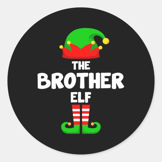 Sticker Rond Brother Elf drôle Noël Correspondant famille Pa (Devant)