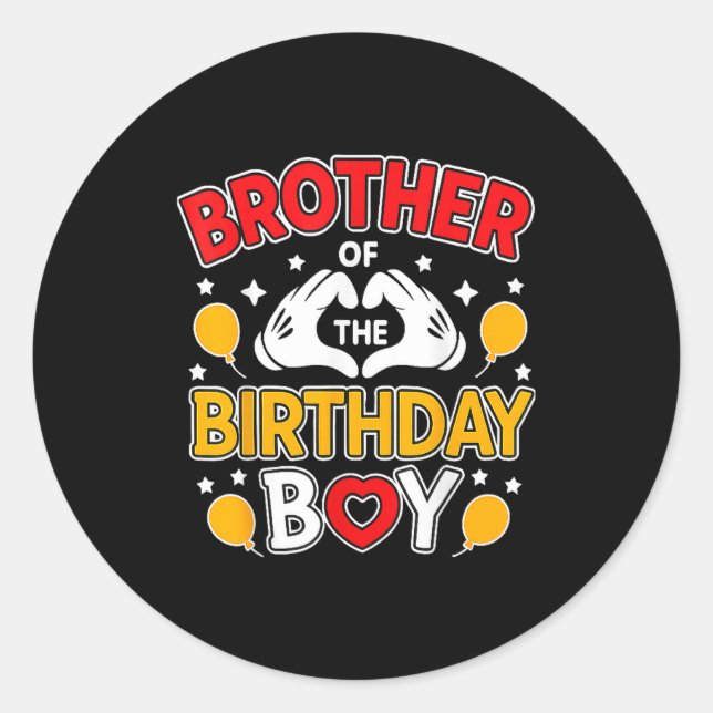 Sticker Rond Brother Of The Birthday Boy For Matching Family Pa (Devant)