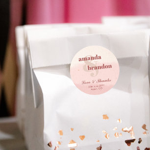 Sticker Rond Broussage minimaliste & Fleur Gras Script Mariage 