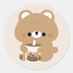 Sticker Rond Brown Bear Boba