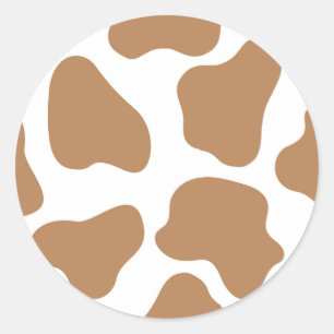 Sticker Rond Brown & blanc Gros taches de vache Poster de anima