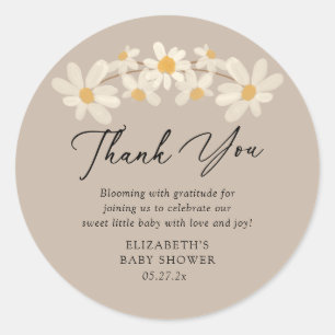 Sticker Rond Brown de Baby shower Merci Faisy