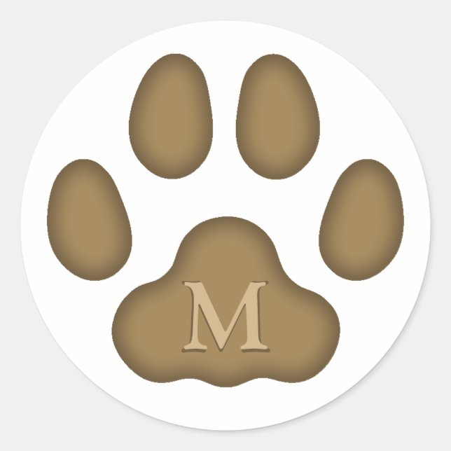 Sticker Rond Brown Empreinte de patte de chat Personnalisé Anim (Devant)