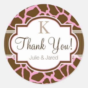 Sticker Rond Brown, Giraffe Rose Poster de animal Merci