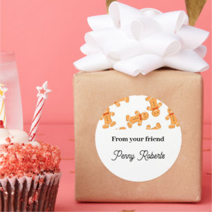 Sticker Rond Brown homme en pain d'épices sur blanc