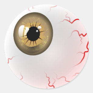 Sticker Rond Brown Horror Eyeball
