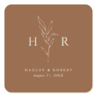 Brown Monogramme minimal Mariage botanique