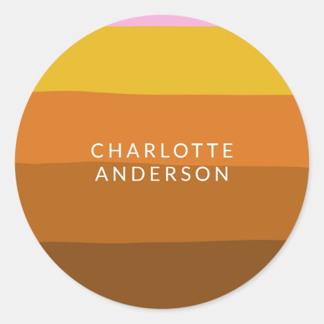 Sticker Rond Brown rose large bandes Abstraites personnalisées (Devant)