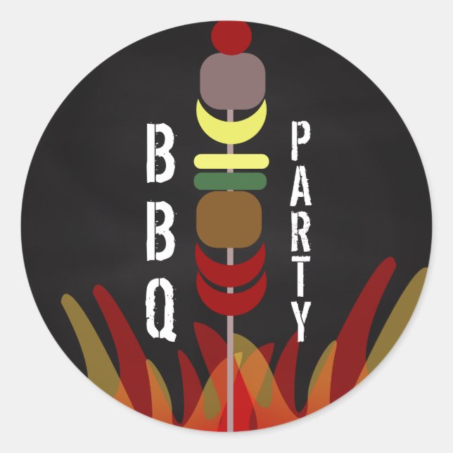 Sticker Rond Broyeurs de viande BBQ Cuisiner dehors (Devant)