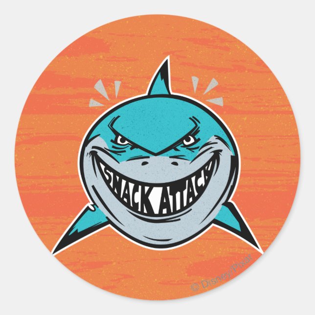 Sticker Rond Bruce - Attaque au requin (Devant)