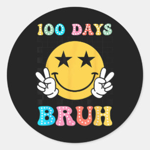 Sticker Rond Bruh 100 Jours De Sourire À L'École Face 100E Jour