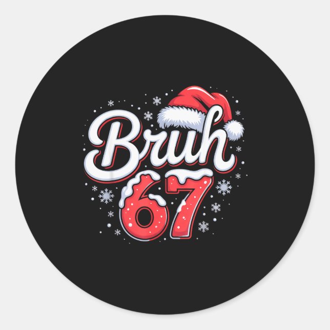 Sticker Rond Bruh 67 Boys Christmas Pajamas Teens Boys Kids Xma (Devant)