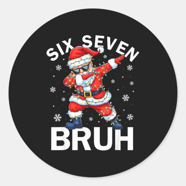 Sticker Rond Bruh 67 Six Seven Santa Dabbing Christmas Meme Boy (Devant)