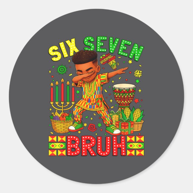 Sticker Rond Bruh American Black History 67 Seven African Dabbi (Devant)