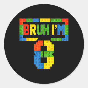 Sticker Rond Bruh Blocs de construction pour enfants de 8 ans A