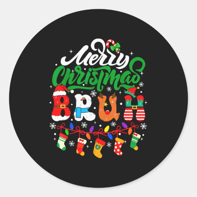 Sticker Rond Bruh Christmas Kids Teens Boys Funny Christmas Hum (Devant)
