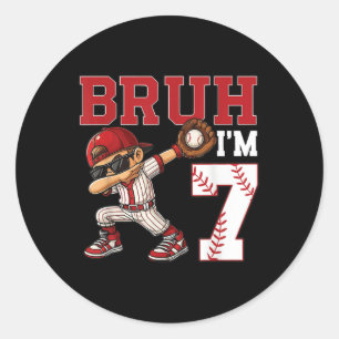 Sticker Rond Bruh Im 7 Baseball 7ème Famille Anniversaire fête 