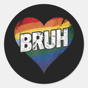 Sticker Rond Bruh Mème Drôle Dire Bro Saluer Gay LGBT Pride