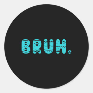 Sticker Rond Bruh Mème Pâques Jour Funny Bunny Oeufs Ados Garço