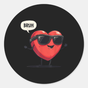 Sticker Rond Bruh Valentines Day Coeur Humour Mème Hommes Femme