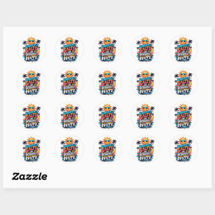 Sticker Rond Brûlé, Salé et Heureux – Vibes Rétro de Plage