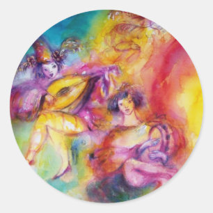 Sticker Rond BRÛLER LE CARNAVAL / Danse masquée vénitienne