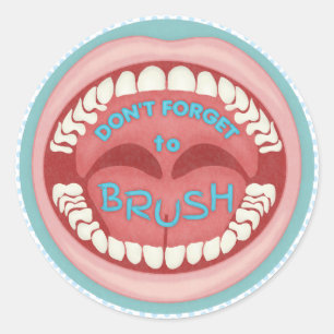 Sticker Rond Brûlez vos dents Dentiste Dental Dental Funny Mou