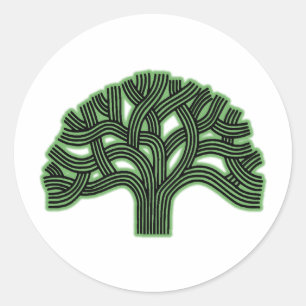 Sticker Rond Brume de vert d'arbre d'Oakland