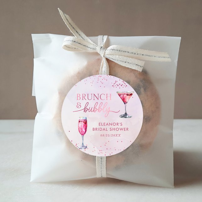 Sticker Rond Brunch au champagne et Fête des mariées à bulles (Créateur téléchargé)