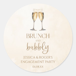 Sticker Rond Brunch et Bubbly Faveur de Brunch de Fiançailles