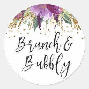 Sticker Rond Brunch et Bubbly Mariage Améthyste Violet