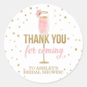 Sticker Rond Brunch et Bubbly Remerciement Rose Enterrement de 