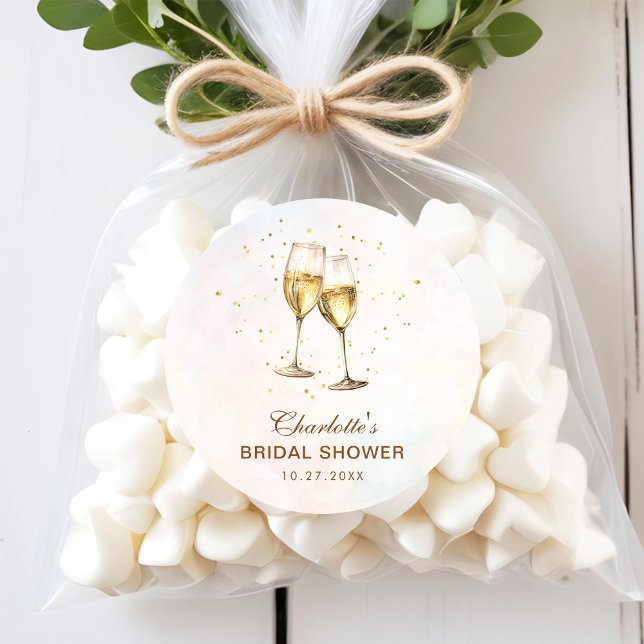 Sticker Rond Brunch et Fête des mariées champagne Bubbly (Créateur téléchargé)