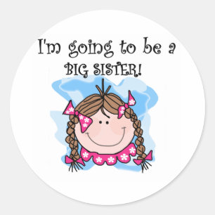 Sticker Rond Brunette Fille Futur Grande Soeur
