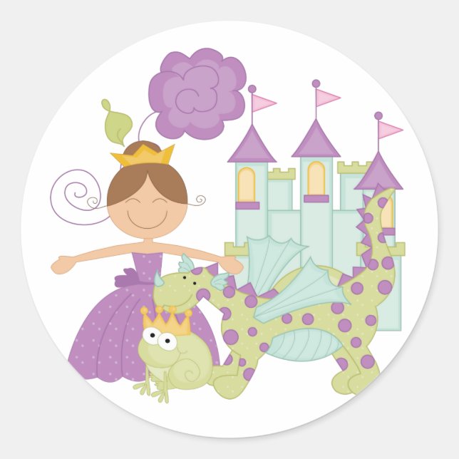 Sticker Rond Brunette Princesse (Devant)