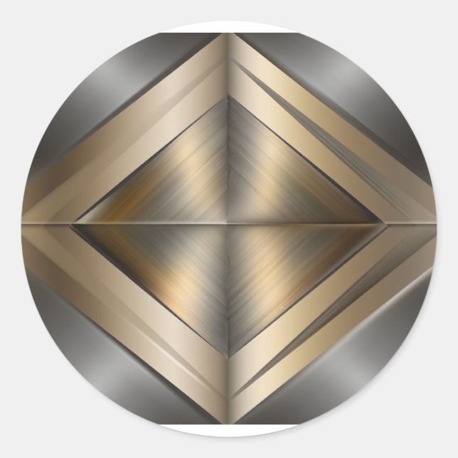 Sticker Rond Brushed Metallic Geometric Diamond Pattern (Devant)