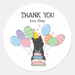 Sticker Rond Bruxelles Griffon Anniversaire Fête Favoriser Tags