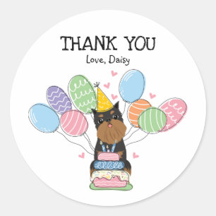 Sticker Rond Bruxelles Griffon Anniversaire Fête Favoriser Tags