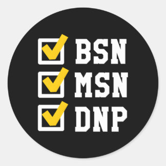Sticker Rond Bsn Msn Dnp Doctorat Liste De Vérification Diplôme