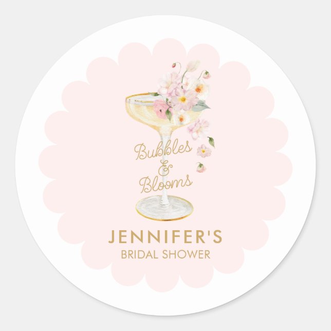 Sticker Rond Bubble and Blooms Bridal Shower Favor (Devant)