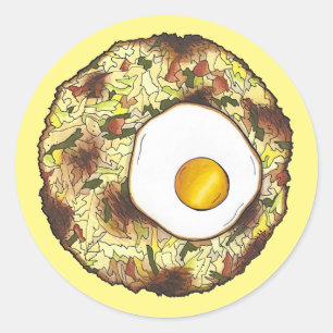 Sticker Rond Bubble et Squeak Brunch Royaume-Uni Cuisine alimen