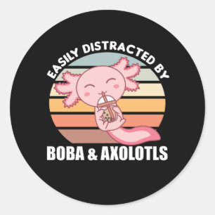 Sticker Rond Bubble Thé Axolotl Chocolat Sweet Animaux Boba