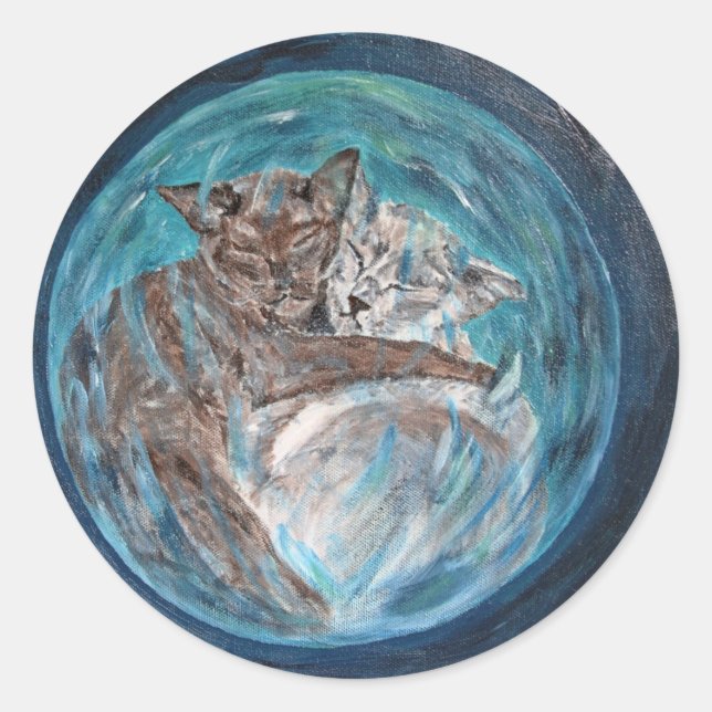 Sticker Rond Bubblecats dans le cyberespace (Devant)