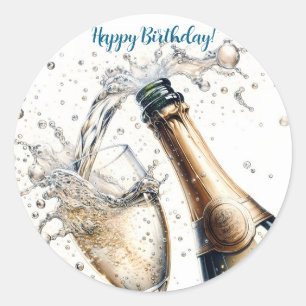 Sticker Rond Bubbly champagne Joyeux anniversaire