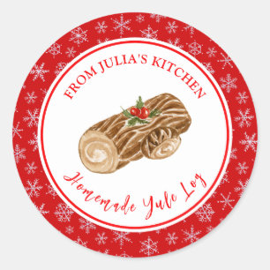 Sticker Rond Bûche de Noël pour la pâtisserie des Fêtes