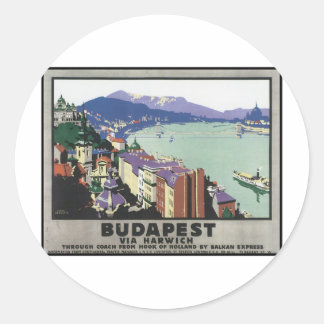 Sticker Rond Budapest via Harwich