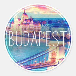 Sticker Rond Budapest vintage, cercle