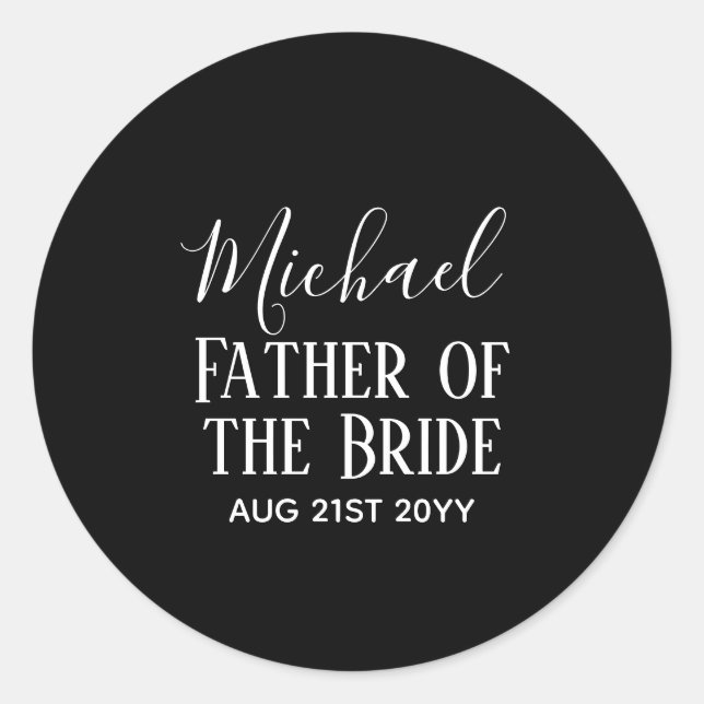 Sticker Rond BUDGET Bestman Groomsmen Cadeaux Noir Blanc (Devant)